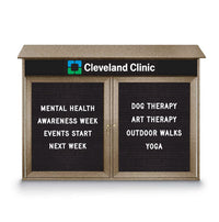 Two Door 60x30 Weatherproof Enclosed Outdoor Message Center Letter Boards Wall Mount with Header