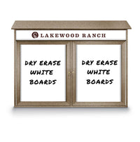 50" x 40" Outdoor Message Center - Double Door Magnetic White Dry Erase Board with Header