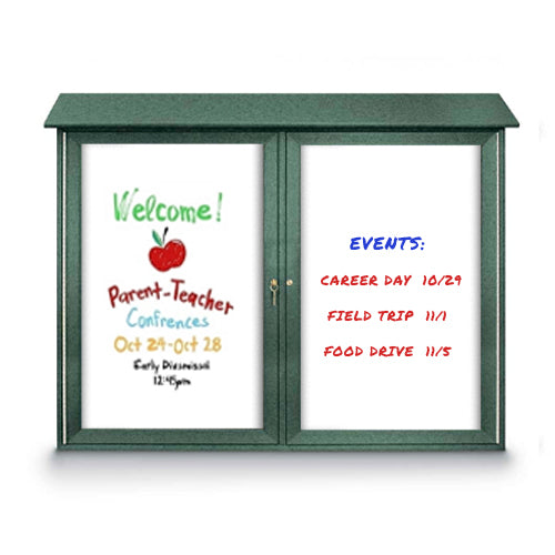 48" x 48" Outdoor Message Center - Double Door Magnetic White Dry Erase Board
