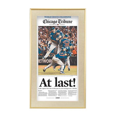 Chicago Cubs 2016 World Series Baseball Champions at Last Tribune Framed Newspaper Black Frame