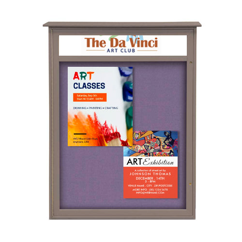 18x24 MINI Outdoor Message Center Wall Mount Information Board with Header | Maintenance Free (Image Not to Scale)