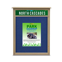 11x14 Outdoor Cork Board Message Center with Header - LEFT Hinged (Image Not to Scale)