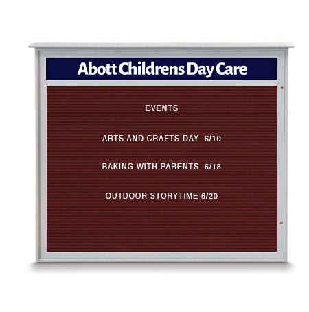 42x42 Wall Mounted Outdoor Message Center with Letter Board with Header