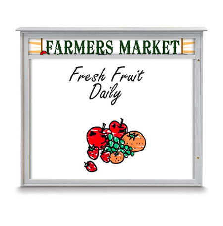 30" x 30" Viewable Area Magnetic White Dry Erase Board Outdoor Message Center with Header (Left Hinged Single Door)