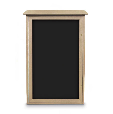 26x42 Outdoor Message Center with Fabric Magnetic Board Wall Mounted - Eco-Friendly Recycled Plastic Enclosed Information Board (Shown in Sand Finish and Black Fabric)