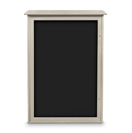 32x48 Outdoor Message Center with Fabric Magnetic Board Wall Mounted - Eco-Friendly Recycled Plastic Enclosed Information Board (Shown in Light Grey Finish and Black Fabric)