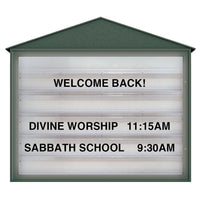 Cathedral-style 40" x 54" Wall Mount Outdoor Message Center Reader Board | Woodland Green Finish