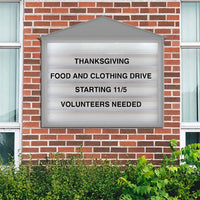 Cathedral-style 40"x54" Reader Board Message Center with LED Lighting | Light Grey Finish