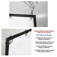 This 30 x 40 banner holder comes with O-RINGS that keeps your poster in place, and flexes with frame in windy conditions!