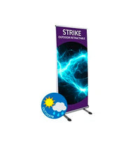 Strike 33.5" Wide Double Sided Silver Outdoor Retractable Banner Stand