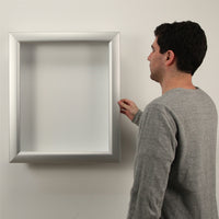 SUPER WIDE FACE SHADOWBOX SWINGFRAME with 4" INTERIOR DEPTH (SHOWN in SATIN SILVER)