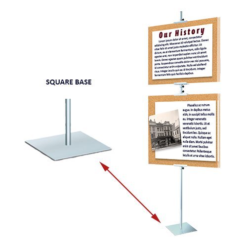 Floor Bulletin Frame Sign Holder with Square Tubing and Rectangular Base, Metal