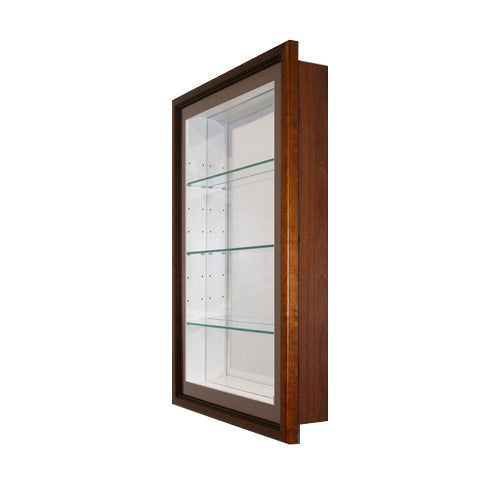 SwingFrame Designer Wood Frame Wall Mount Display Case 3" Deep with Wooden Shelves 25+ Sizes