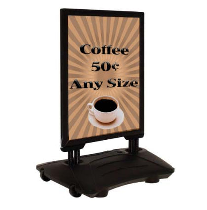 STREET-MASTER A-Board 24x36 Outdoor Sidewalk Plastic Sign Board A-Frame,  Two White Panels