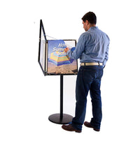 Curved Menu / Directory Stand 18” x 24” Floor Sign Holder with Tilted & Rotating Lockable Frame