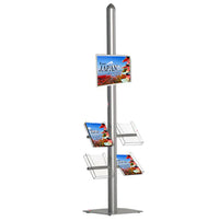 Euro-Style POSTO-STAND™ 8.5 x 11 Snap Frame with 4 Clear Literature Holders (SINGLE SIDED - 6' POST HEIGHT)