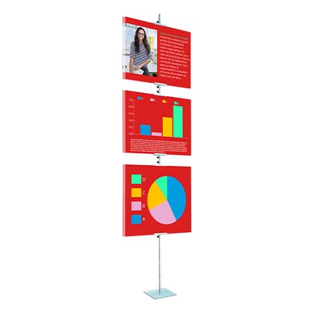Slide-In Poster Display Floorstand SignHolder Square Base 96 Inches