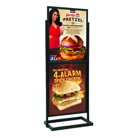 Two-Tier Sign Holder Floor Stand for 22x28 Posters | Double-Sided Retail Display for 2 or 4 Posters