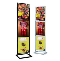 Three-Tier Poster Stand for 22x28 Size Posters | Double-Sided 89" Tall Retail Sign Holder for 3 - 6 Graphics