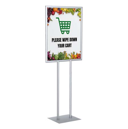 Value Line 22x28 Pedestal Sign Holder Stand with Double Pole | Quick Change Top Loading Frame
