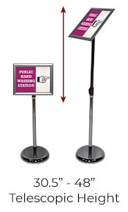 8.5x11 Snap Frame Telescopic Sign Stand with Angled Frame