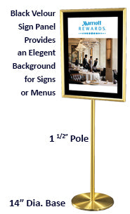 Touch of Class Satin Aluminum 16x16 Hospitality Sign Holder Stands + Black Velour