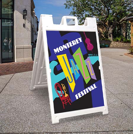 STREET-MASTER A-Board 24x36 Outdoor Sidewalk Plastic Sign Board A-Frame, Two White Panels
