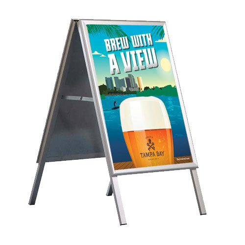 SILVER A-BOARD SIDEWALK SIGN HOLDER HOLDS POSTERS 30" x 40"