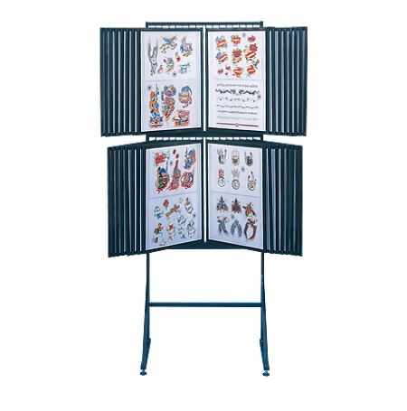 Double Decker Free Standing Flash Art Display | 18 x 24 Panel Size with 60 Flip Display Panels 2-Sided