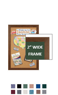 WIDE WOOD 24x60 Framed Cork Bulletin Board (Open Face with 2" Wide Wood Frame)