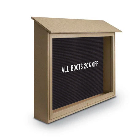60x40 Outdoor Message Center TOP Hinged with Letter Board Wall Mounted - Eco-Friendly Recycled Plastic Enclosed Information Board