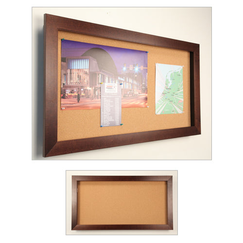 WIDE WOOD ENCLOSED CORK BOARD SHADOW BOXES 3" DEEP CAN BE BUILT LANDSCAPE (SHOWN in RICH WALNUT)