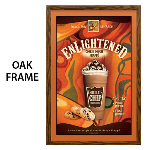 OAK WOOD FRAME SwingSnaps Designer Poster Snap Frames with 2" Wide Beveled Matboard | Faux Wood Frame Profile