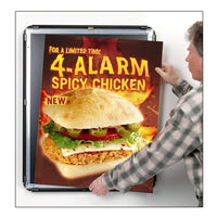 SNAP OPEN ALL 4 WOOD FRAME SIDES TO EASILY CHANGE POSTERS 24" x 48"
