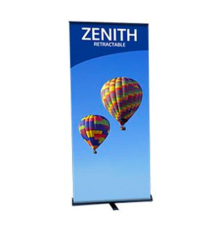 Zenith 35.5" Wide Single Sided Black or Silver Retractable Bannerstand