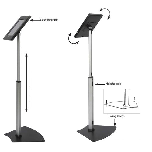 Adjustable iPAD Floor Stand Kiosk with Lockable Rotating & Tilting Sig ...