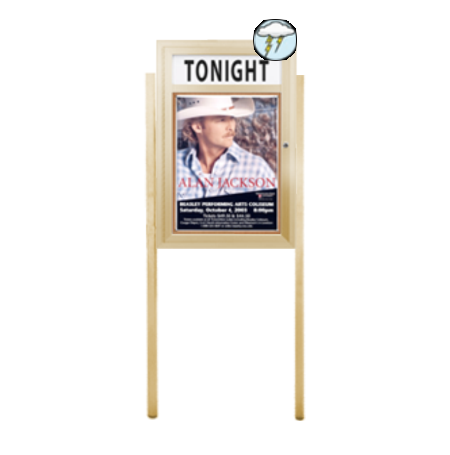 SwingCase Free Standing 36x48 Outdoor Bulletin Board Enclosed, with Personalized Message Header | Text Messsage Printed Free