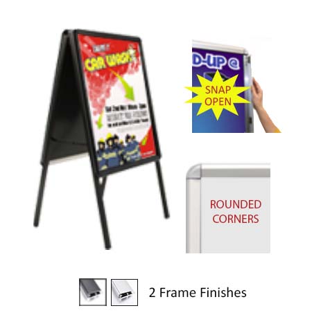 Indoor 24x36 Poster Stand Sign Holder | Rounded Corners Top Loading Frame  Design