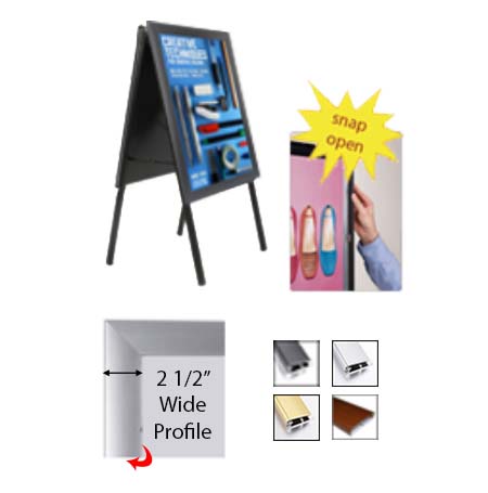 A-Frame 12x24 Sign Holder | Bold Aluminum Snap Frame 2 1/2" Wide Indoor and Outdoor Floor Stand