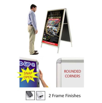 A-Frame 30x30 Sign Holder  Security Snap Frame 1 1/4 Wide FREE Shipping –  Displays4Sale