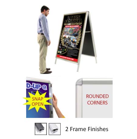 A-Frame 36x60 Sign Holder | Snap Frame 1 1/4" Wide (with Radius Corners)
