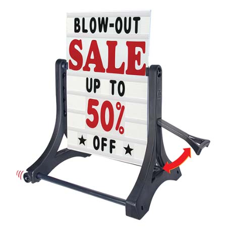 Rolling Swinger Deluxe Message Board Sidewalk Sign with Letter Tracks on White Panel Two-Sided