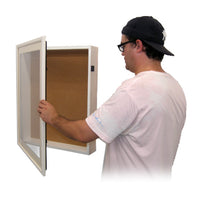 36 x 36 SwingFrame Designer Wood Framed Shadow Box Display Case with Cork Board 3-Inch Deep Interior