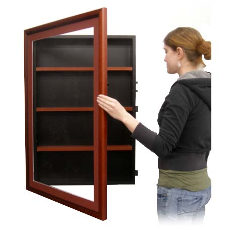 Designer Wood Shadow Box Swingframes with Wooden Shelves (6" Deep)