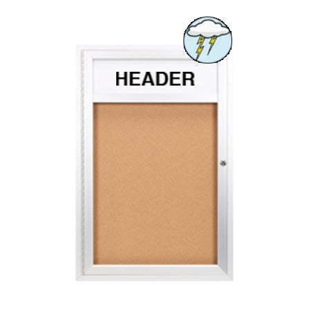 Outdoor Enclosed Bulletin Boards 27 x 41 with Header & Light (Single Door)