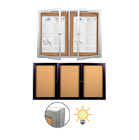 Enclosed Indoor Bulletin Boards Radius Edge + Lights | Wall SwingCase Multiple Doors 2-3 Door Display Cases