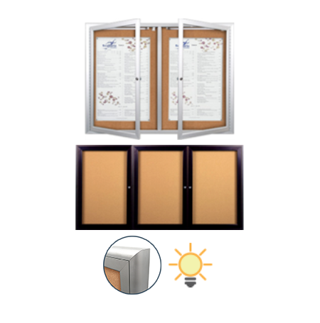 18 x 24 Bulletin Cork Board Single Pedestal  Gold Locking Display Case –  Displays4Sale