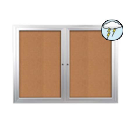 84x48 Enclosed Outdoor Bulletin Boards with Radius Edge (2 DOORS)