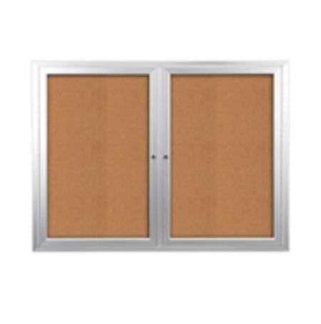Indoor 42 x 32 Enclosed Bulletin Cork Boards 2 Door | Wall Mount Metal Display Case - 4 Finishes