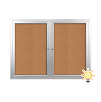 Enclosed Indoor Bulletin Boards 48 x 36 with Interior Lighting and Radius Edge (2 DOORS)